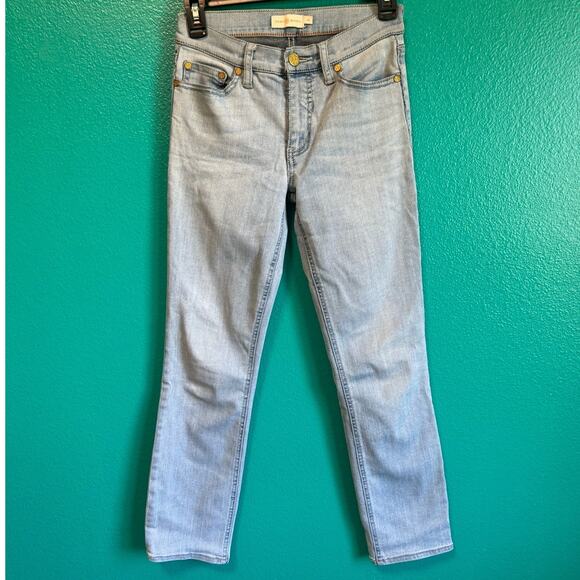 Tory Burch Slim Straight Light Blue Denim Jeans Women's 24 - Picture 2 of 10